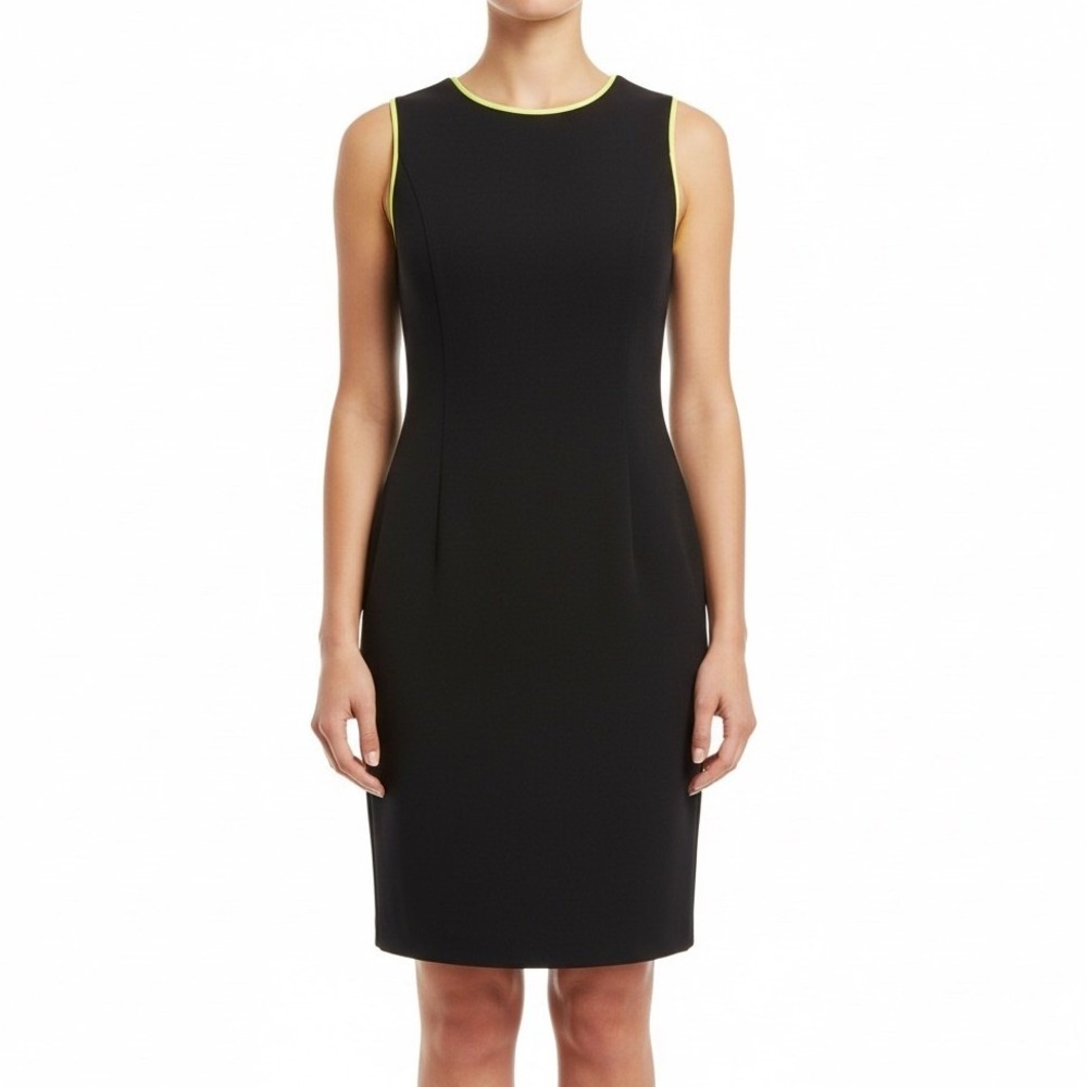 Alice + Olivia Black Neon Trim Sheath Dress CC902203509 Sleeveless‎ Mini Size 2
